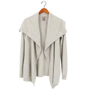 Oats Cashmere by Debra Hayburn Gray Beige Open Front Cardigan Sweater S